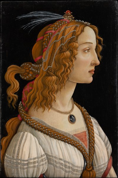 Idealisert portræt af en dame (Portræt af Simonetta Vespucci som nymfe) af Sandro Botticelli