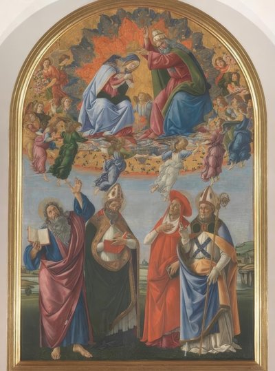 Marias kroning med fire helgener af Sandro Botticelli