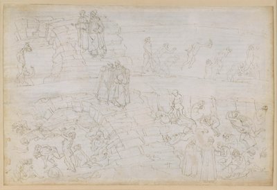 La Divina Commedia, Inferno XXIX. Vergil og Dante i helvedets ottende kreds (Malebolge), 10. bolgia: Straffen for falskmøntnere og alkymister af Sandro Botticelli