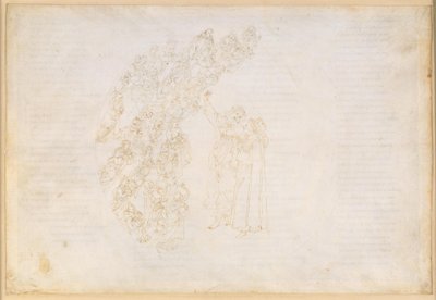 La Divina Commedia, Paradiso III. Den første planetsfære (månehimlen): Fremtræden af de sjæle, der engang blev forhindret i at indfri et løfte; Dantes samtale med Piccarda Donati af Sandro Botticelli