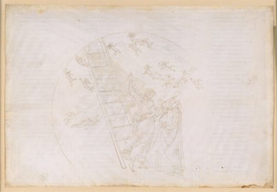 La Divina Commedia, Paradiso XXI. Overgang til den syvende planetsfære (Saturns himmel): Dante ser Jakobs stige og lyset fra de salige, der engang har bevist deres værd i Contemplatio; tale af Petrus Damianus af Sandro Botticelli