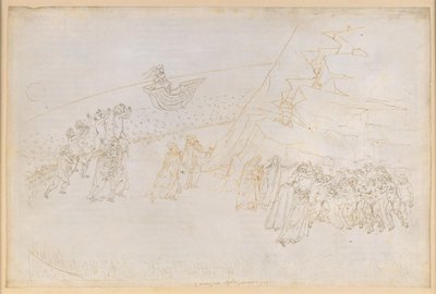 La Divina Commedia, Purgatorio III. Forpurgatorium (Inselring): De afdøde, der er udelukket fra kirken, gør bod; samtale med Manfred von Hohenstaufen af Sandro Botticelli