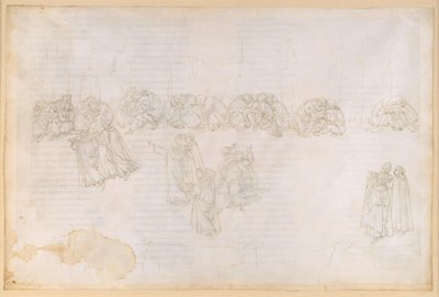 La Divina Commedia, Purgatorio XIII. Purgatoriets anden ring: Bod for misundelse og skadefryd; samtale med Sapia Salvani af Sandro Botticelli