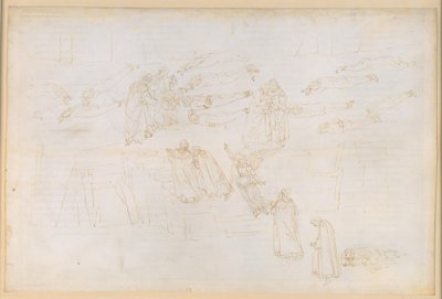 La Divina Commedia, Purgatorio XIX. Opstigningen til den femte ring i Purgatoriet: Dantes drøm om Siren; de grådige og de ødseles bod; samtale med Hadrian V. af Sandro Botticelli