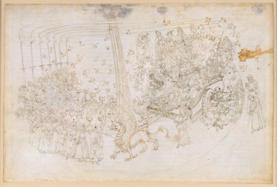 La Divina Commedia, Purgatorio XXX. Det jordiske paradis: Beatrice i triumfvognen af Sandro Botticelli