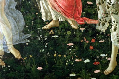 Primavera: detalje af blomster tempera på panel af Sandro Botticelli