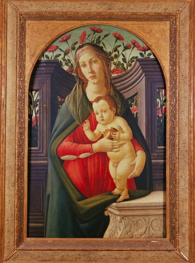 Madonnaen og barnet i en niche dekoreret med roser af Sandro Botticelli