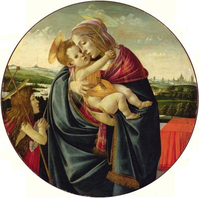 Jomfruen med barnet og Johannes Døberen af Sandro Botticelli