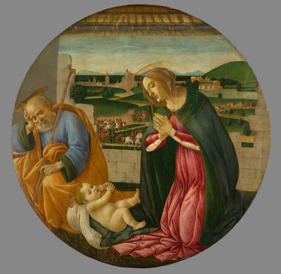 Tilbedelsen af barnet, ca. 1500 (tempera på panel) af Sandro and workshop Botticelli