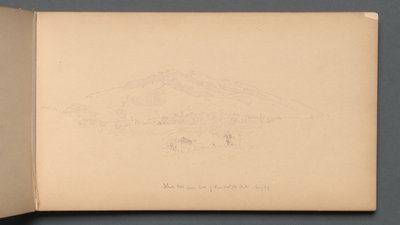 Skitsebog, side 12: White Mountains fra foden af Randolph Hill, 1859. af Sanford Robinson Gifford