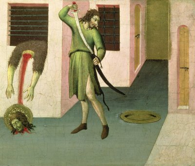 Halshugningen af Johannes Døberen (tempera på panel) (se også 53648) af Sano di Pietro