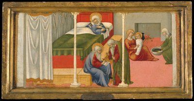 Johannes Døberens fødsel og navngivning, 1450-60. af Sano di Pietro