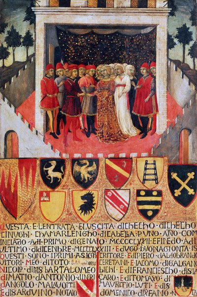 Ringens gave, bryllupsscene mellem Sienes adelige familier af Sano di also Ansano di Pietro di Mencio Pietro