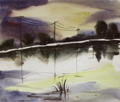 Refleksioner i Dusk Pond af Santhosh ch