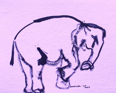Blid elefant i blæk af Santhosh ch