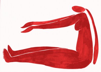 Minimalistisk rød yogfigur af Santhosh ch