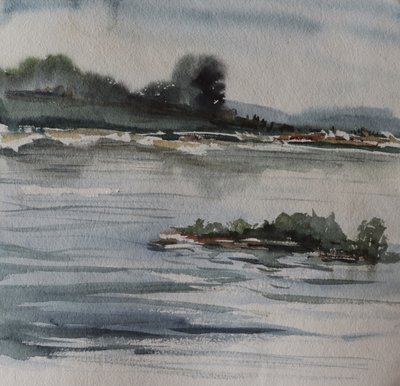 Landskab ved Misty River af Santhosh ch