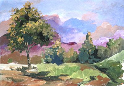 Pastelfarvet skyscene med træ af Santhosh ch