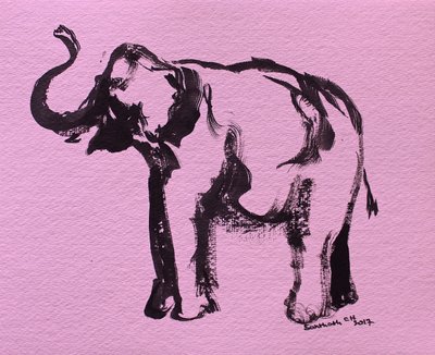 Lyserød elefant i blæk af Santhosh ch