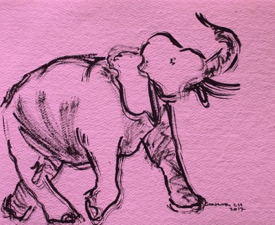 Skitse af en lyserød elefant af Santhosh ch