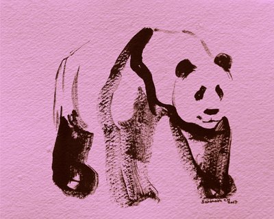 Penselstrøg af en lyserød panda af Santhosh ch