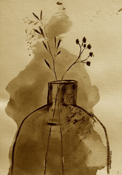 Sepia botanisk vase af Santhosh ch
