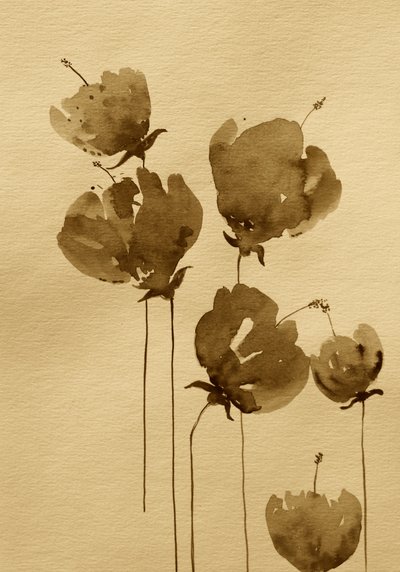 Sepiaakvarel med blomster af Santhosh ch