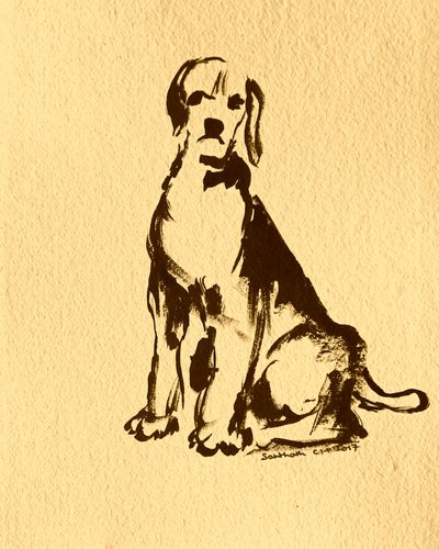 Siddende hund i blæk af Santhosh ch