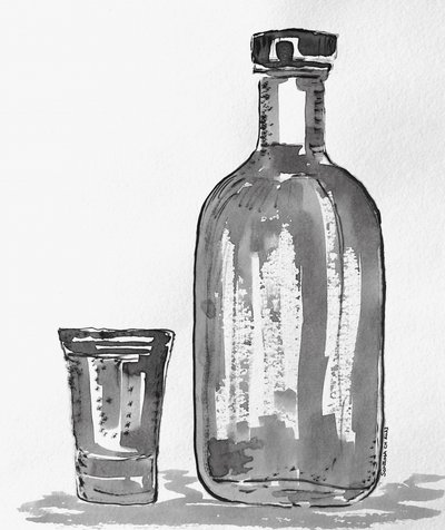 Flaske med spiritus og glas af Santhosh ch