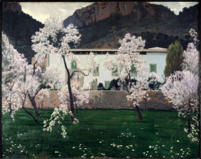 Blomstrende mandeltræer af Santiago Rusiñol