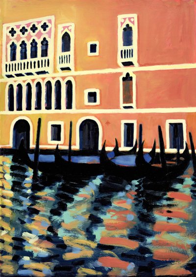 Canal Grande I (olie på kort) af Sara Hayward