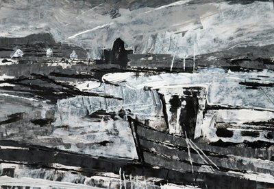 Fortøjning (s/h maleri) af Sara Hayward