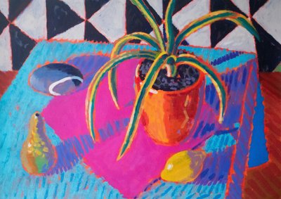 Stilleben # 38, 2024 (akryl på papir) af Sara Hayward