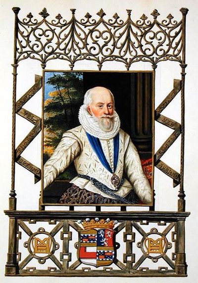 Portræt af Edward Somerset (1553-1628), 4. jarl af Worcester, fra "Memoirs of the Court of the Queen Elizabeth of Queen Elizabeth", udgivet i 1825 (akvarel og gouache på papir) af Sarah Countess of Essex