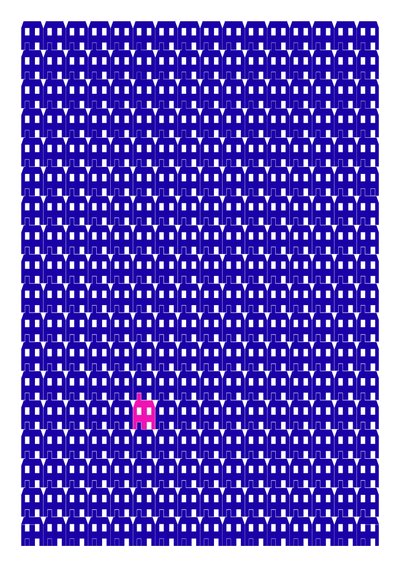 Blue Paper House Repeat Print, 2014 (grafisk giclee-print) af Sarah Evans