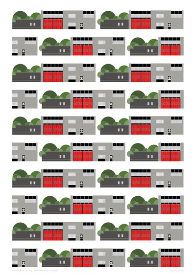 Fire Station Repeat Print, 2014 (grafisk giclee-print) af Sarah Evans