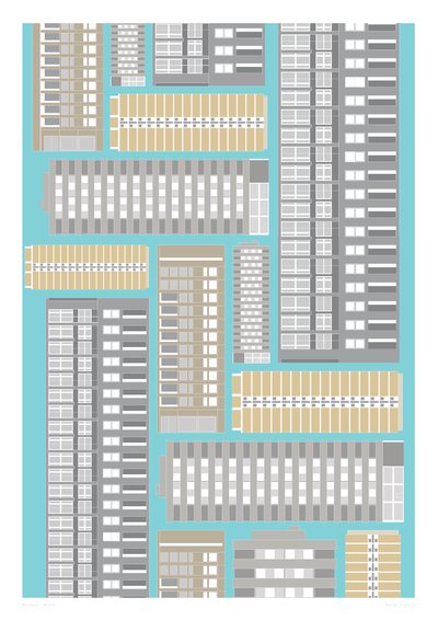 Modern Block, 2014 (grafisk giclee-print) af Sarah Evans
