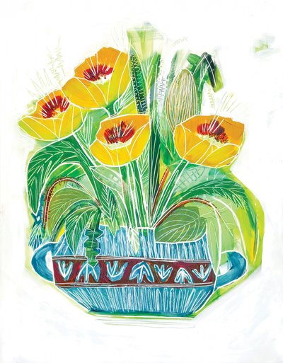 Farverig valmuebuket af Sarah Fitzgerald
