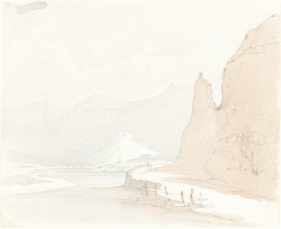 Schweizisk landskab med en landsby i det fjerne af Sarah Grace Lushington