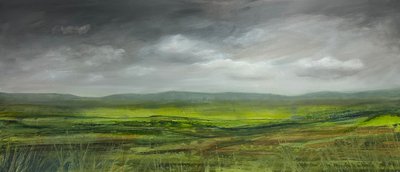 "Engelsk landskab",2023,(akryl på plade) af Sarah Thompson-Engels