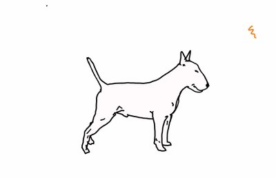 Bull terrier, 2018, (digital tegning) af Sarah Thompson Engels