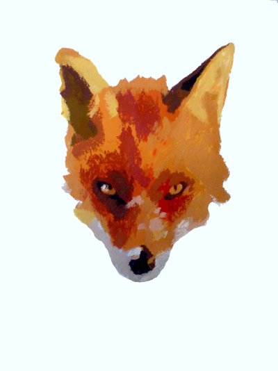 Fox face, 2013 (monoprint med blæk) af Sarah Thompson Engels