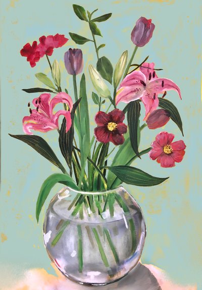 Lillies, 2022 (olie på lærred) af Sarah Thompson-Engels