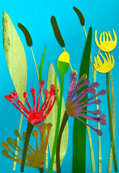 blomster og græsser, 2019 (collage) af Sarah Thompson Engels