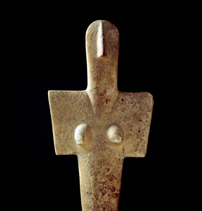 Nuragisk kultur (nuraghi) sardinsk: kalkstensstatuette af modergudinde, afgud af kykladisk type, fra Senorbi (Trexenta-regionen), der stammer fra den prænuragiske periode (20. århundrede f.Kr.) Eneolitikum. Svag. 42 cm Cagliari, Museo Nazionale Archeologic af Sardinia Nuragic Civilization