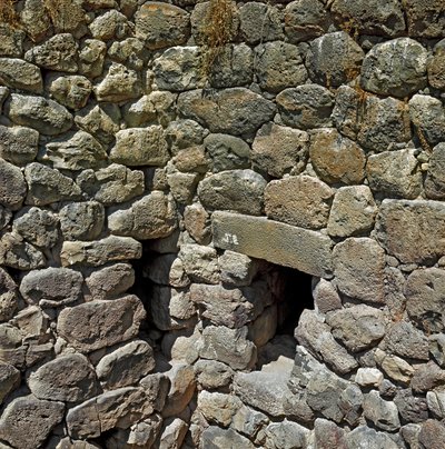 Nuragisk kultur (Nuraghi) Sardinsk: Ruinerne af den nuragiske by på det megalitiske sted Su Nuraxi: Det kongelige tårn. 1100-1050 f.Kr. Handel Sardinien Italien af Sardinia Nuragic Civilization