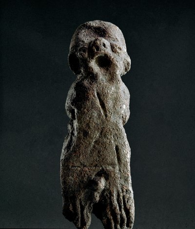 Nuragisk kultur (nuraghi) Sardinsk: votive terracotta-statuetter fra Abini-templet. Daterer fra den prænuragiske periode (25.-18. århundrede f.Kr.) Eneolitikum. Cagliari, Nationalt Arkæologisk Museum, Sardinien, Italien af Sardinia Nuragic Civilization