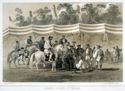 Japanske soldater ved Yukuhama, Japan, c1845 af Sarony and Co