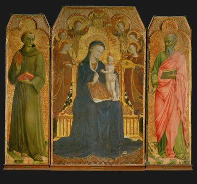 Polyptyk. I midten: Madonna og barn omgivet af ... af Sassetta (c.1392 1450)