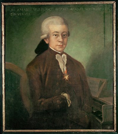 Mozart som ridder af den gyldne spore ... (olie på lærred) af Saverio dalla Rosa